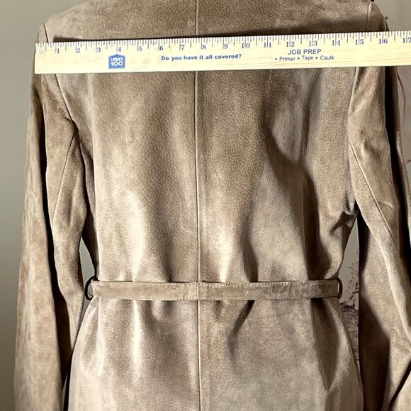 Classic Timeless Taupe / Tan Textured Suede Leather Suit 2 pc Suit plus belt - Picture 4 of 15